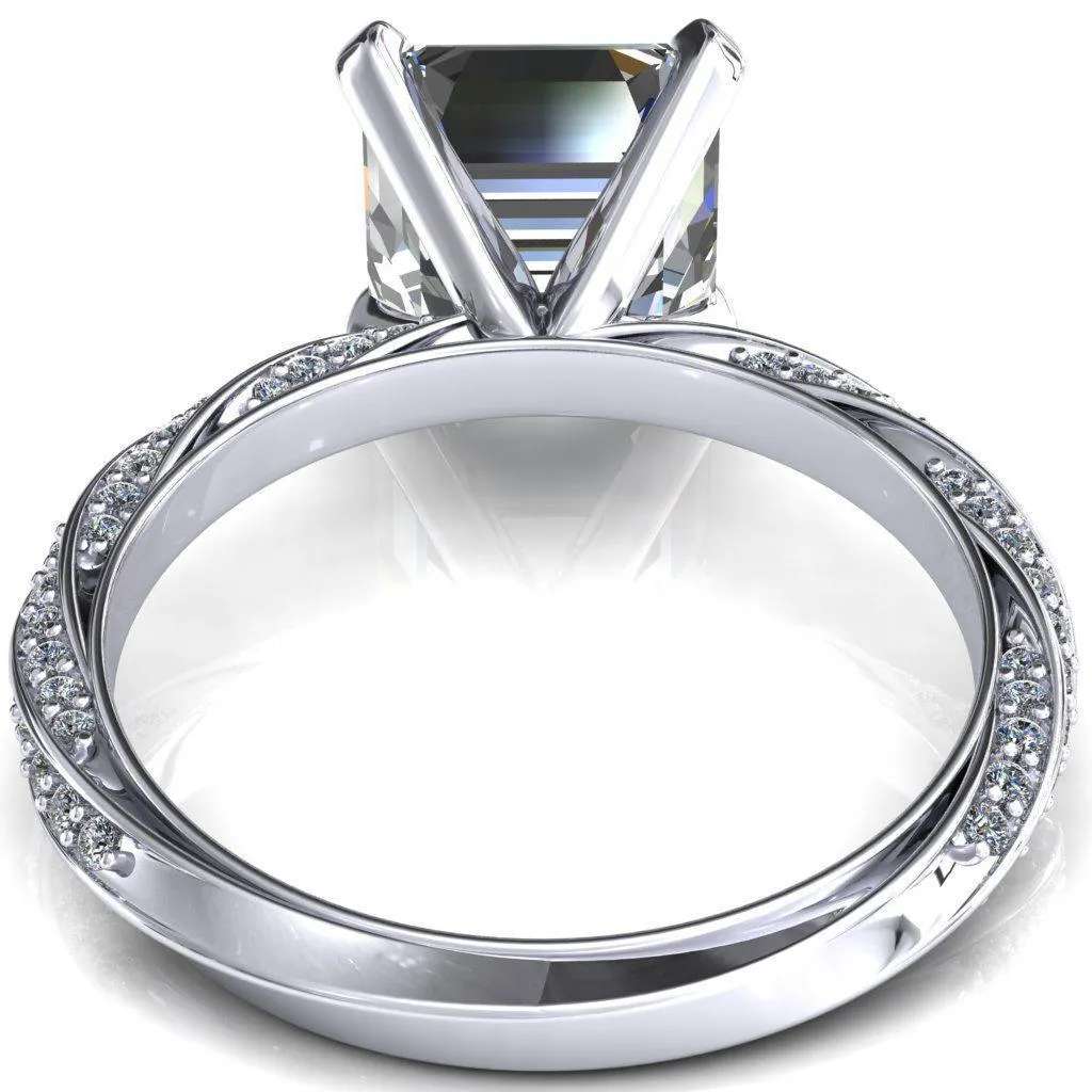 Elysia Asscher Moissanite 4 Prong 3/4 Eternity Diamond Accent Ring
