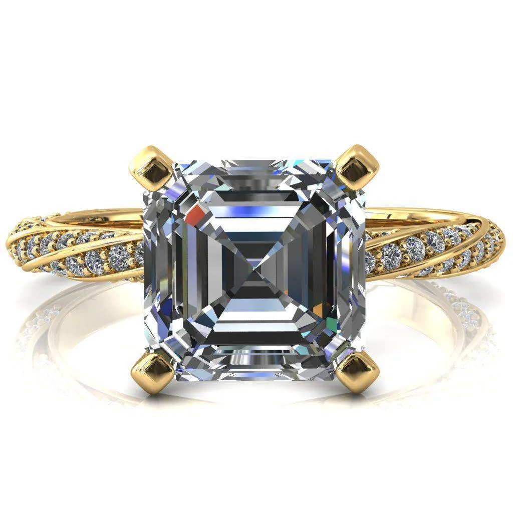 Elysia Asscher Moissanite 4 Prong 3/4 Eternity Diamond Accent Ring