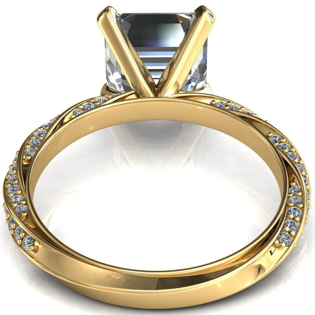 Elysia Asscher Moissanite 4 Prong 3/4 Eternity Diamond Accent Ring