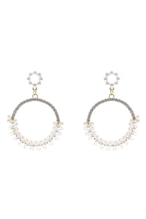 EMBELISHED WRAPPED PEARL ROUND DROP EARRINGS