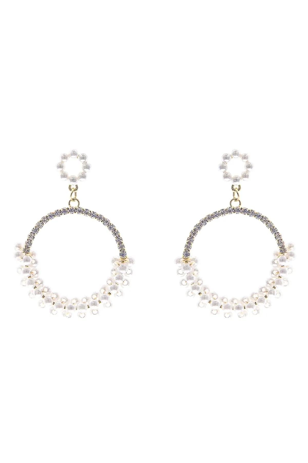EMBELISHED WRAPPED PEARL ROUND DROP EARRINGS