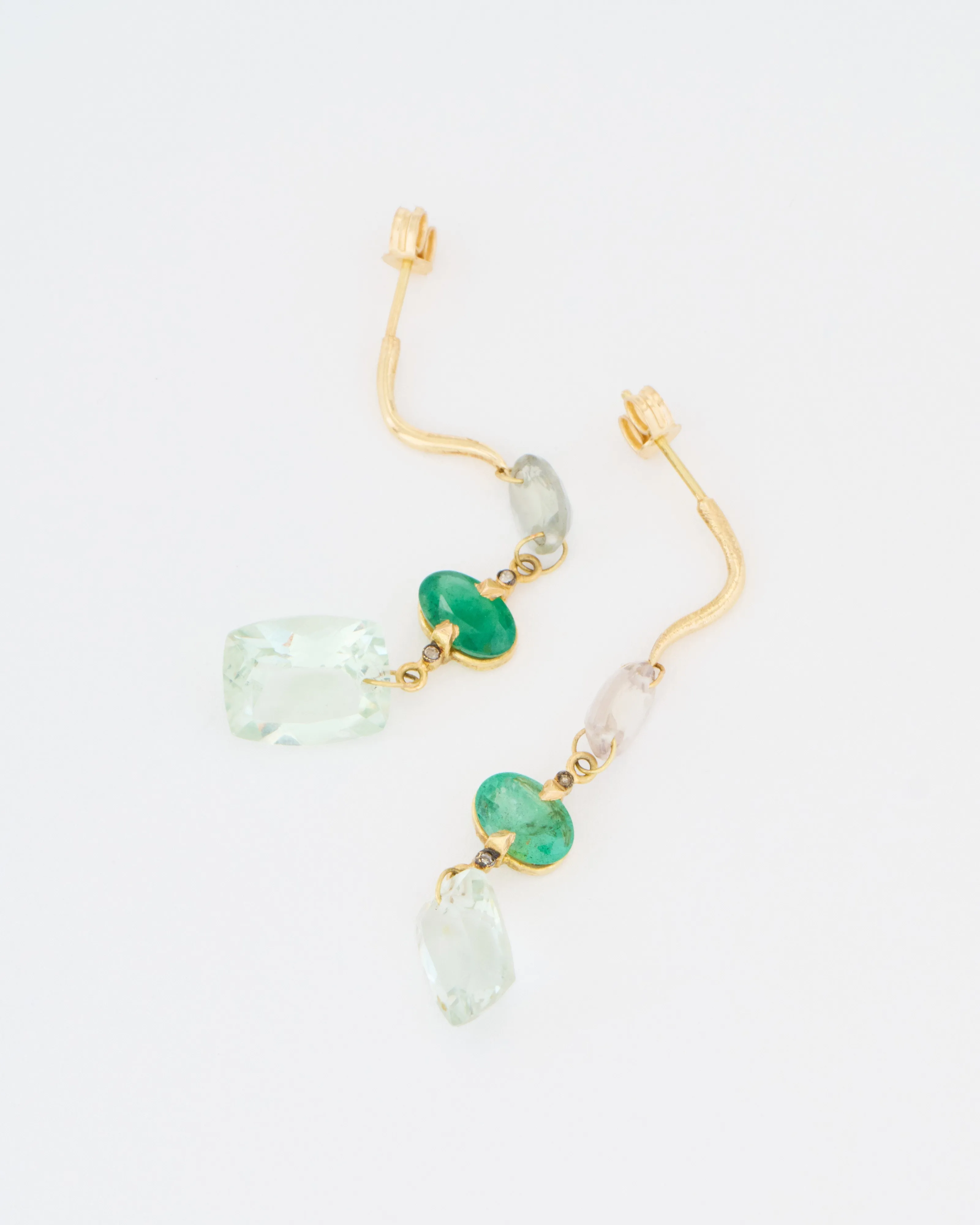emerald and green amethyst drop earrings