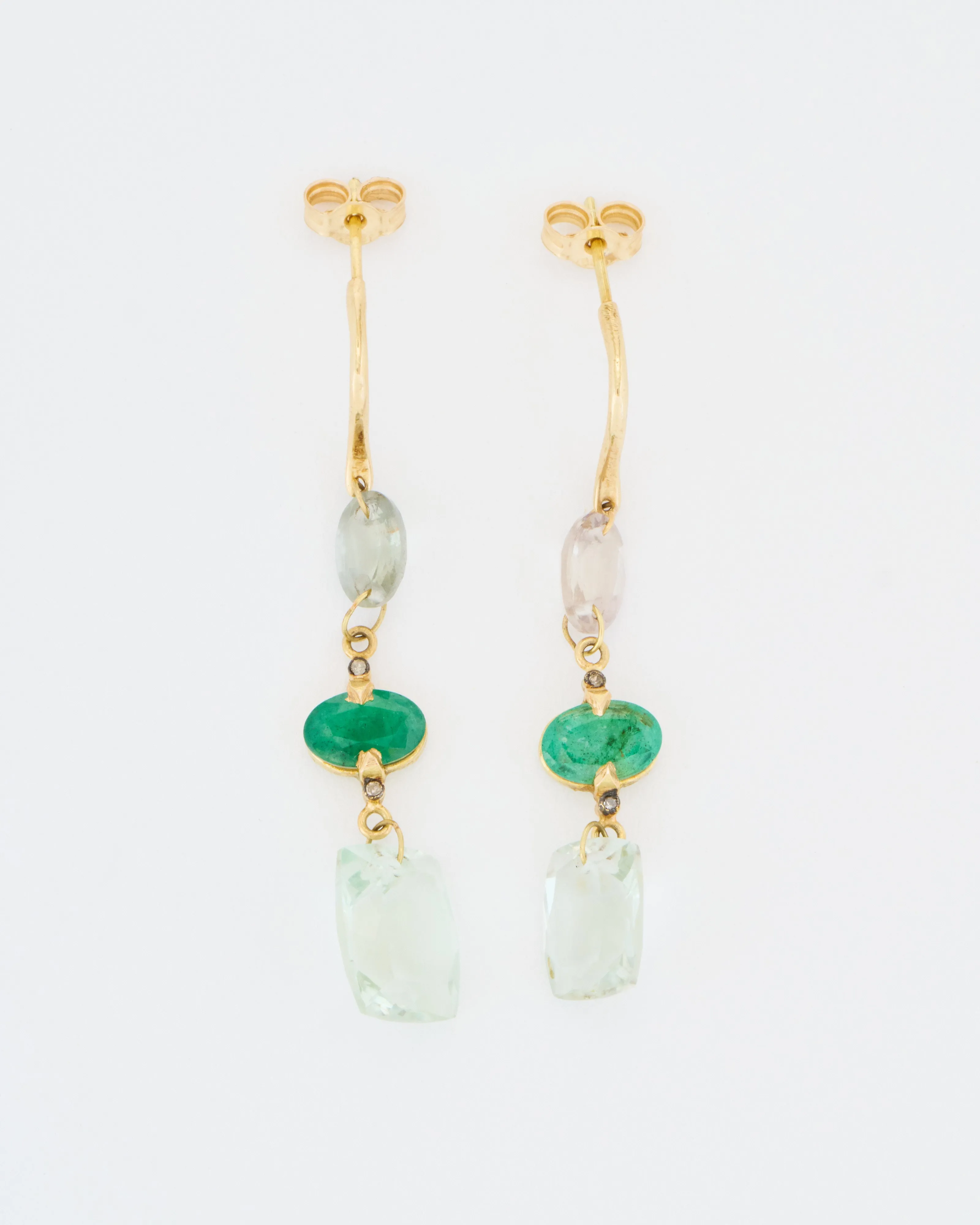 emerald and green amethyst drop earrings
