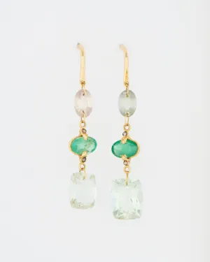 emerald and green amethyst drop earrings