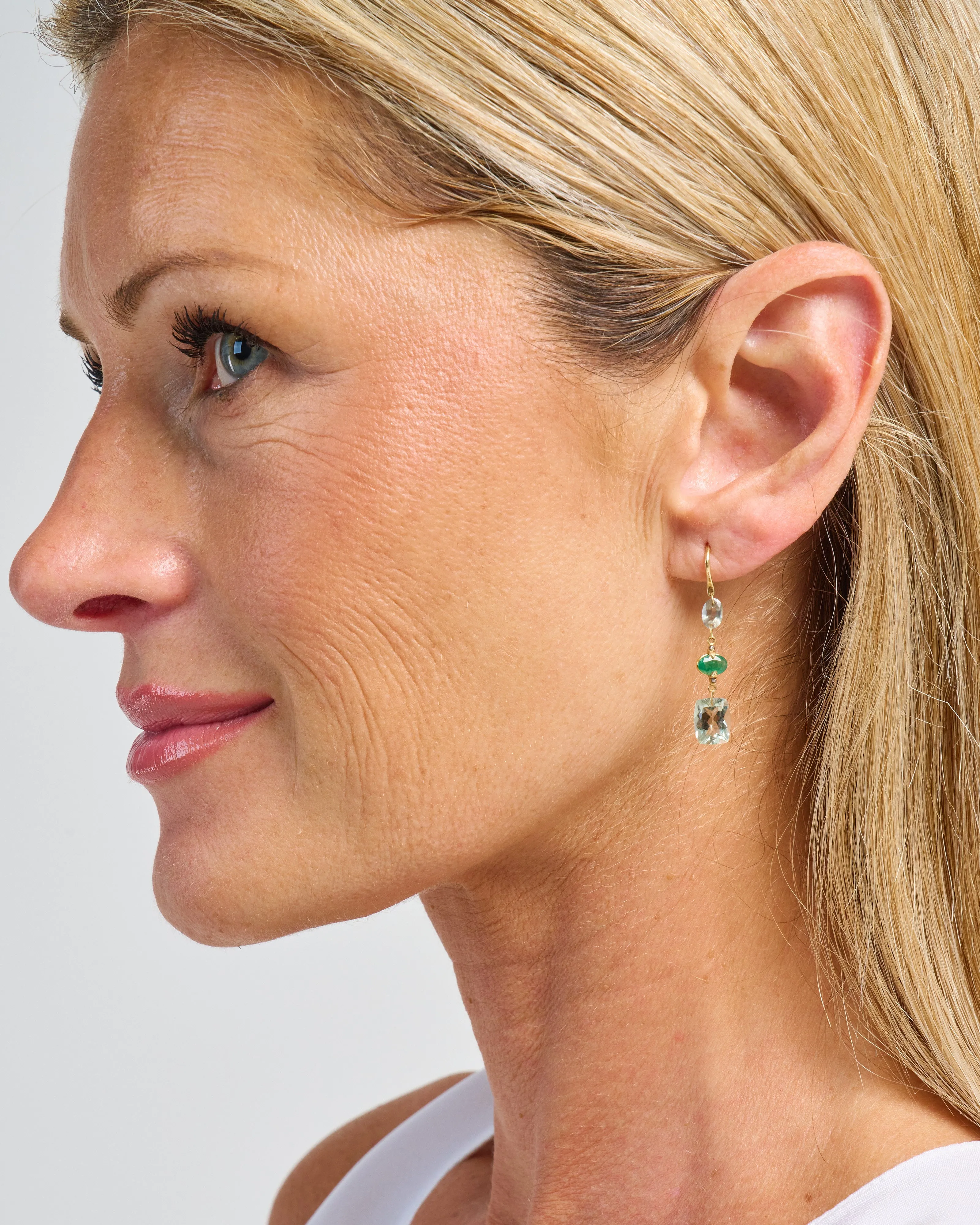 emerald and green amethyst drop earrings