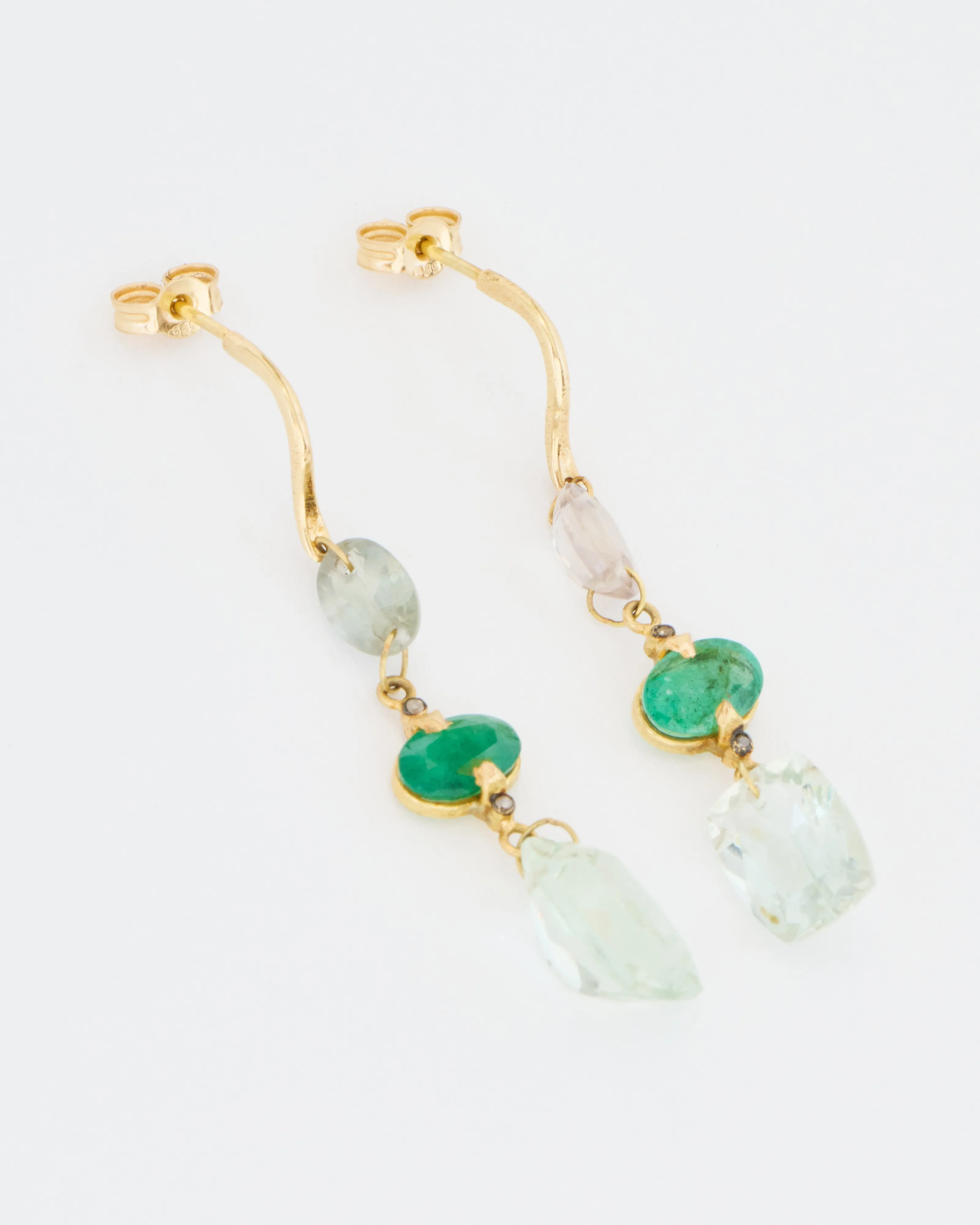 emerald and green amethyst drop earrings