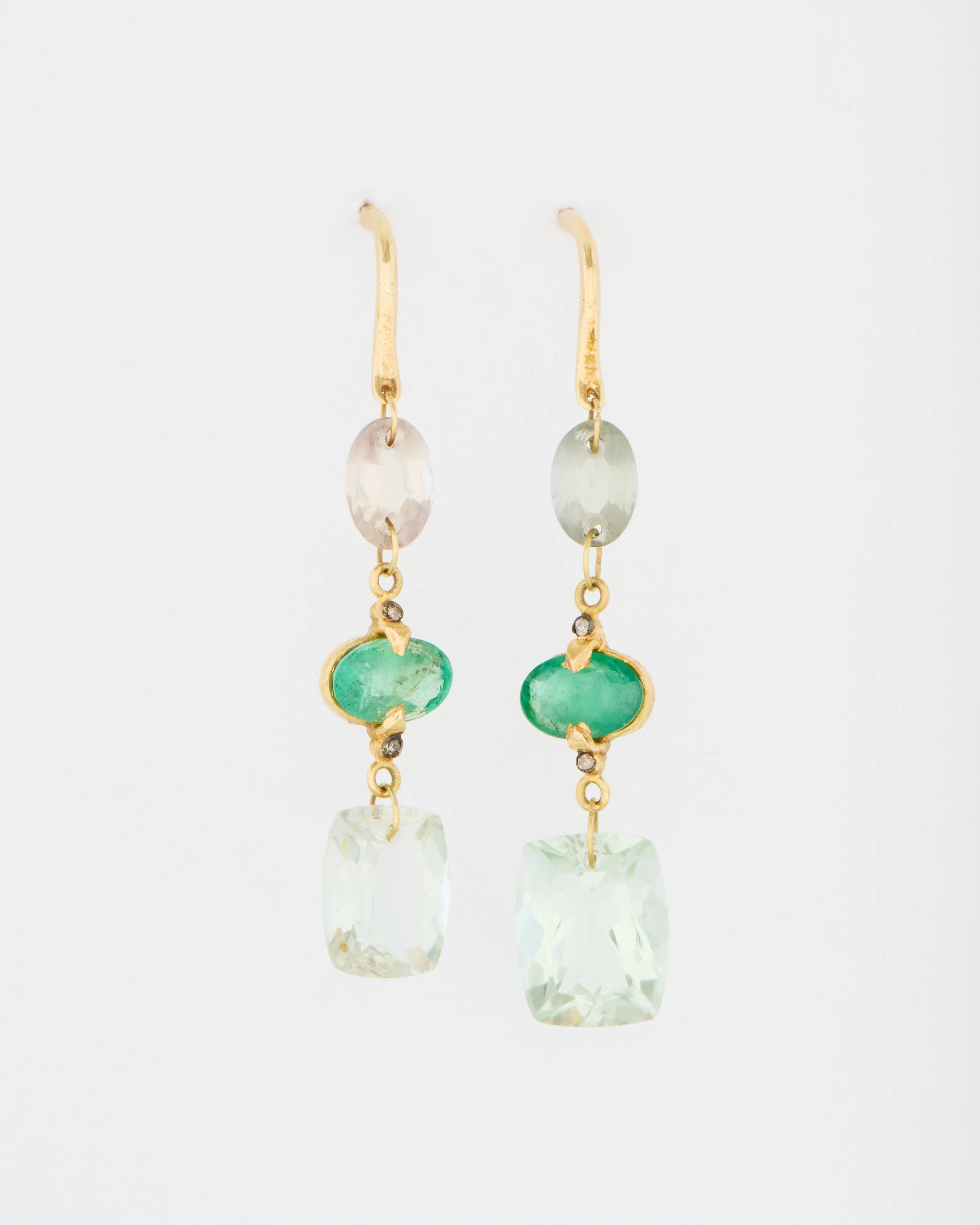 emerald and green amethyst drop earrings