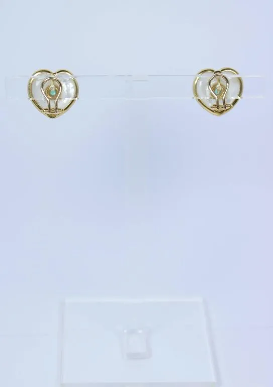 EMERALD and Pearl Cabochon 18 Karat Gold Clip On Earrings