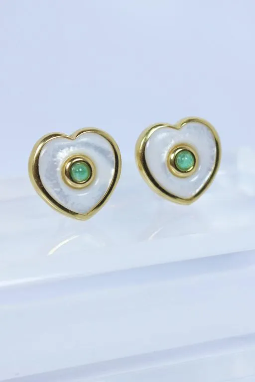 EMERALD and Pearl Cabochon 18 Karat Gold Clip On Earrings