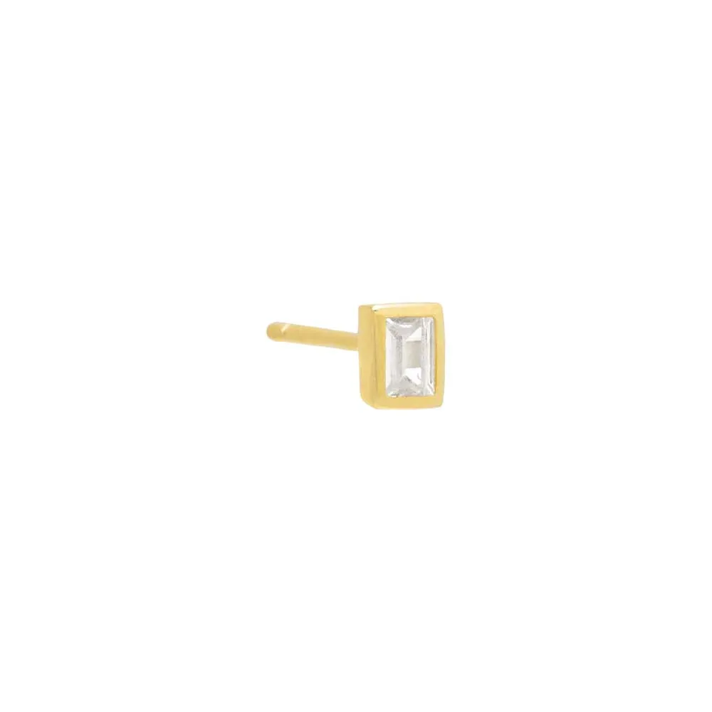 Emerald Bezel Stud Earring