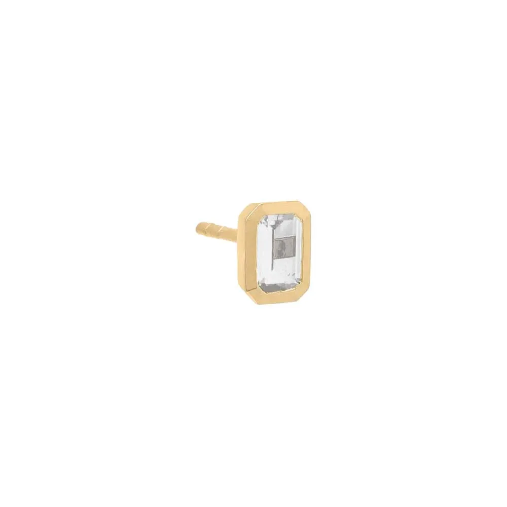 Emerald Bezel Stud Earring