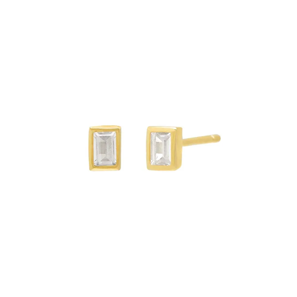Emerald Bezel Stud Earring