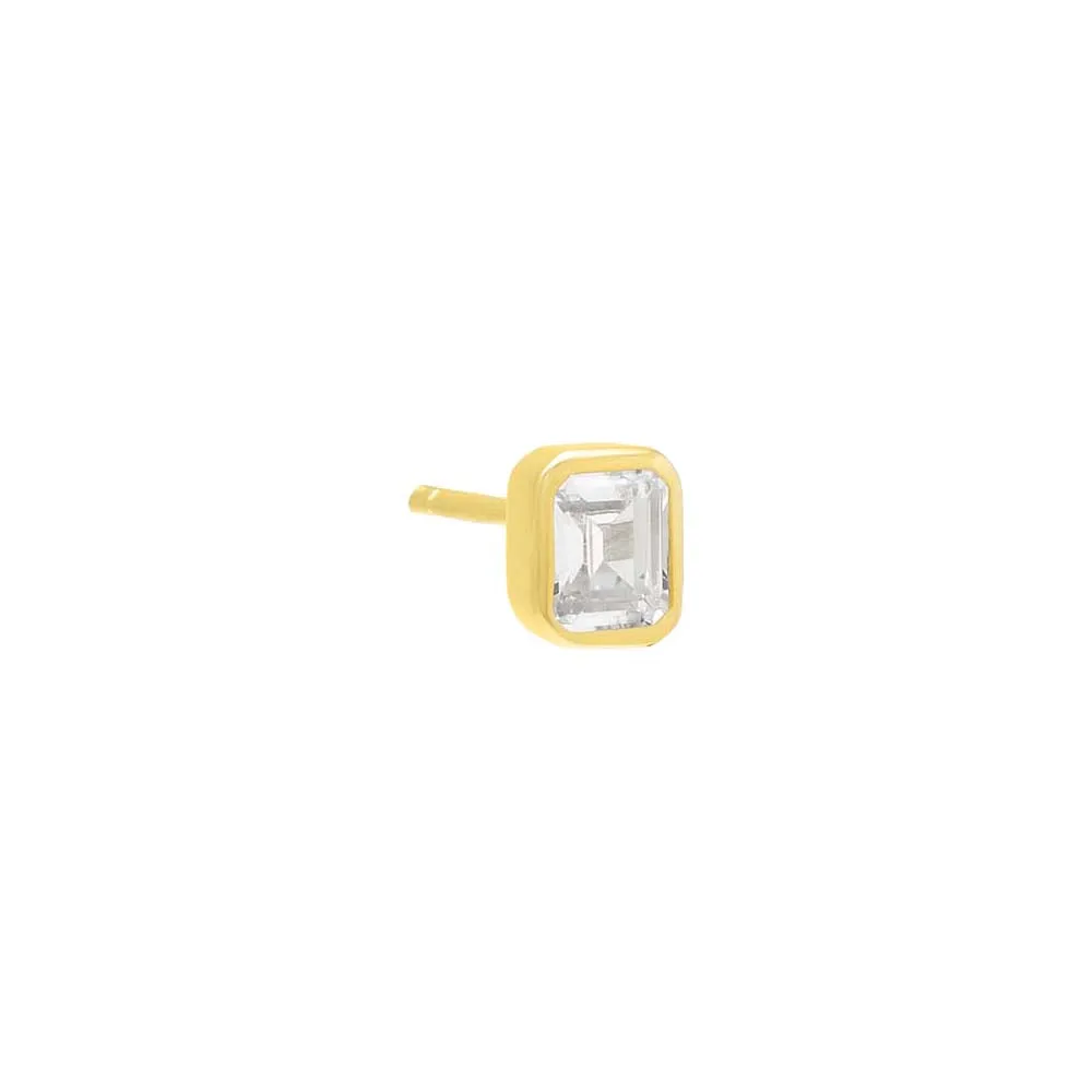 Emerald Bezel Stud Earring