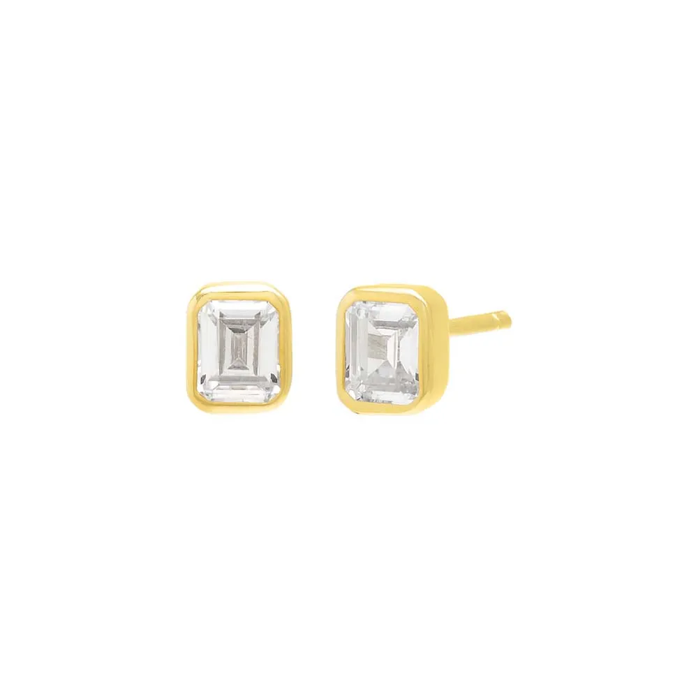 Emerald Bezel Stud Earring