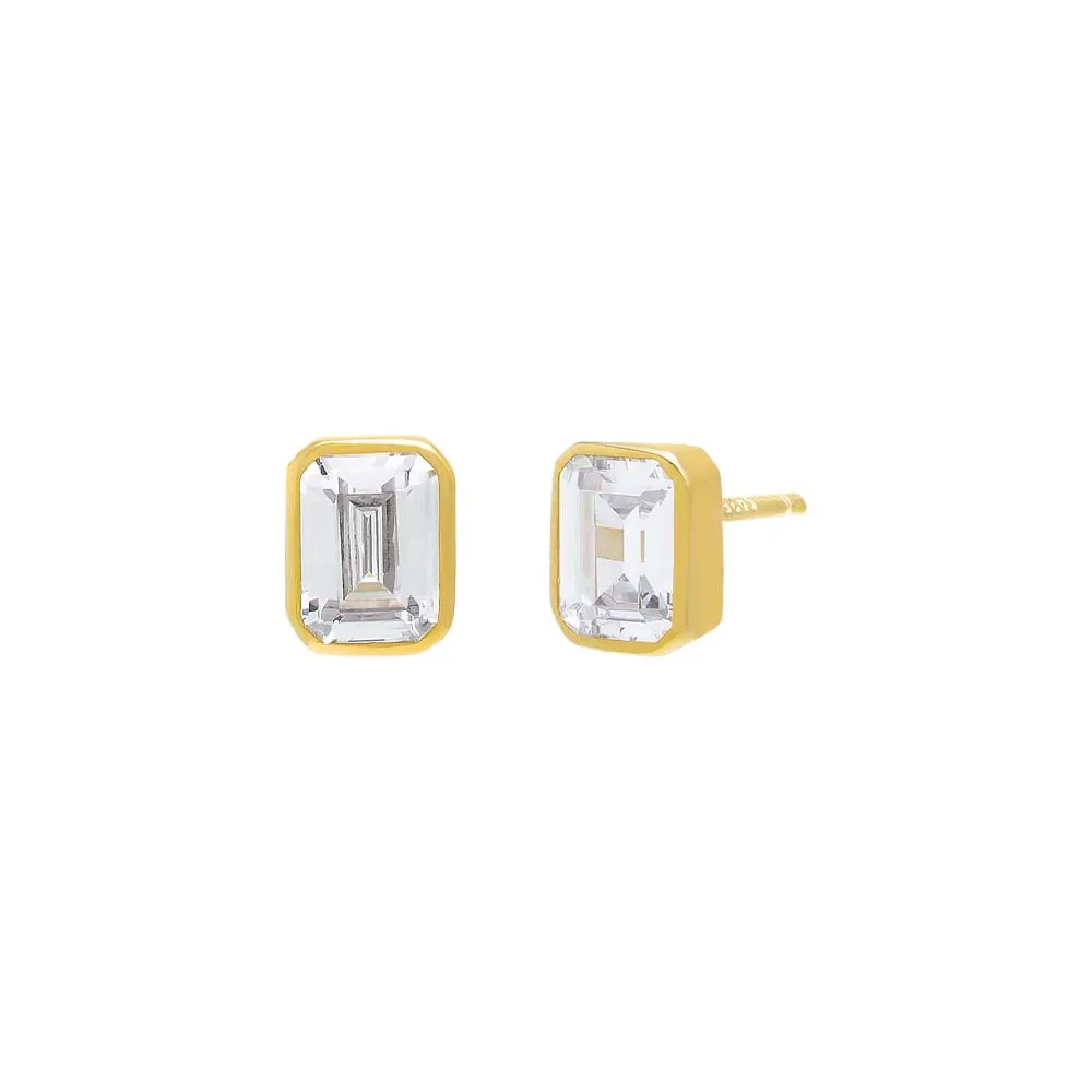 Emerald Bezel Stud Earring