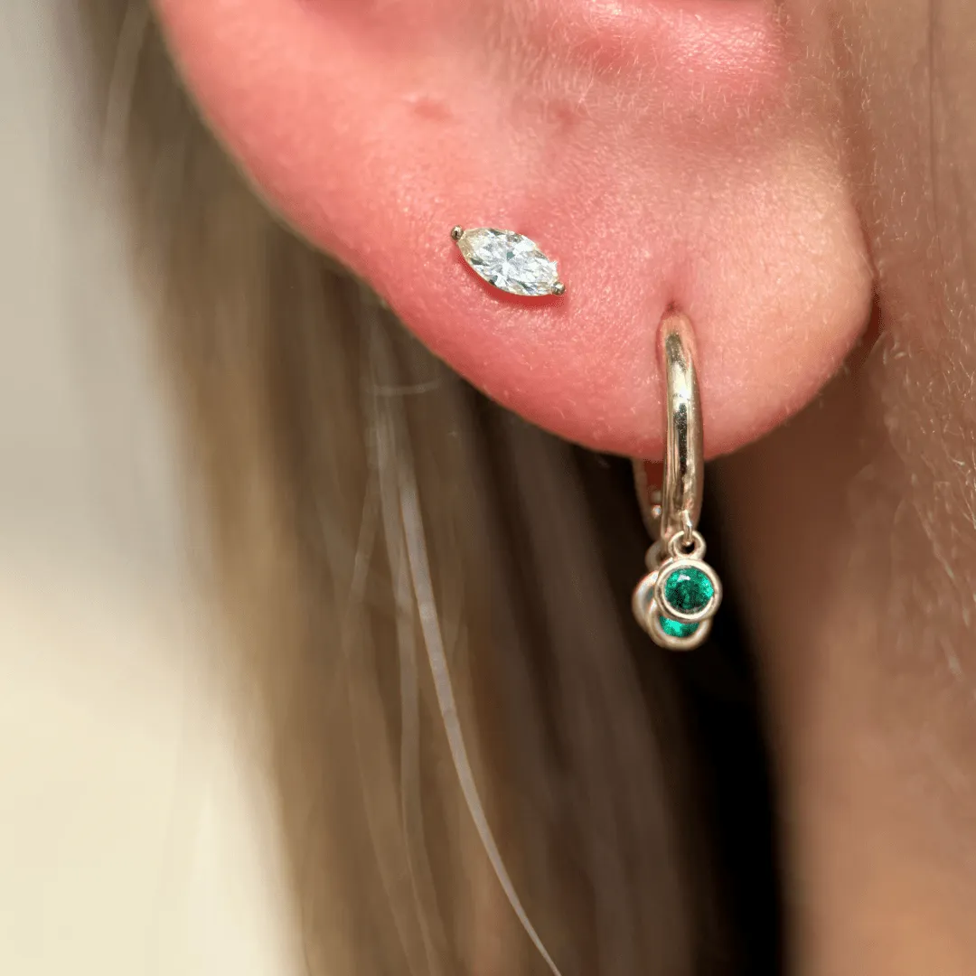 Emerald Charm Hoop