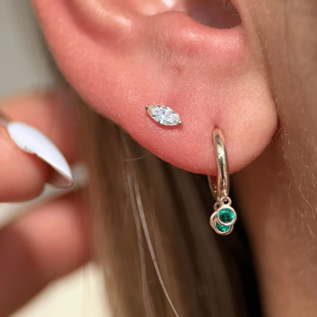 Emerald Charm Hoop
