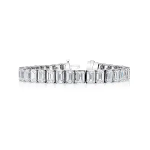Emerald Cut 18K White Gold 7.19ct Diamond Tennis Bracelet