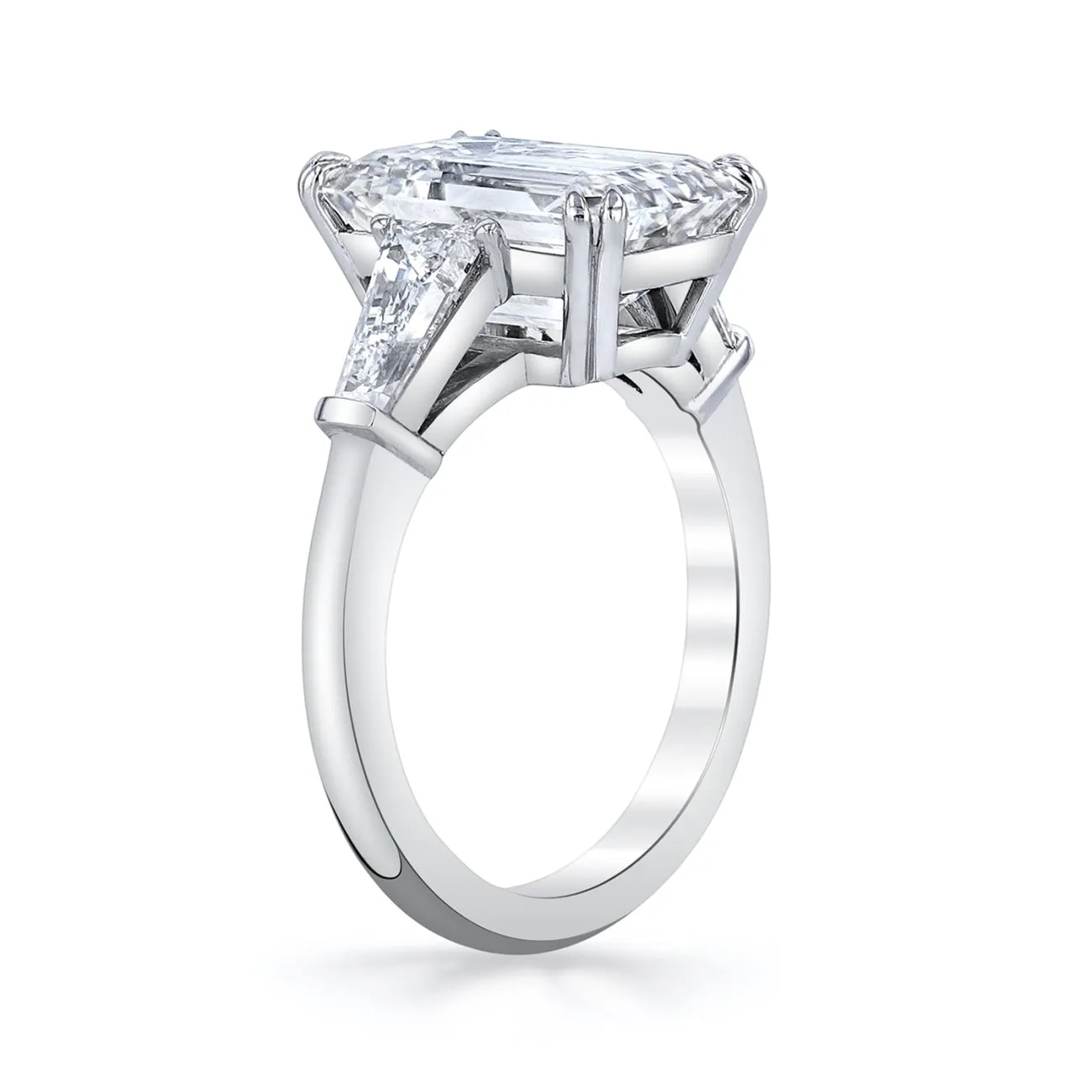 Emerald Cut 3.02 ct Platinum Three Stone Diamond Engagement Ring (Pre-Order)