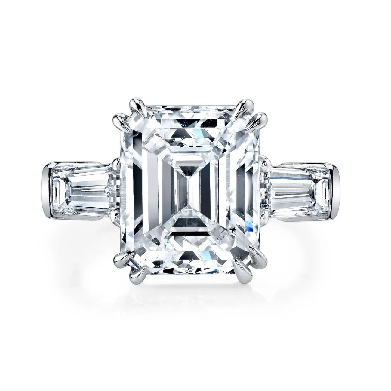 Emerald Cut 3.02 ct Platinum Three Stone Diamond Engagement Ring (Pre-Order)