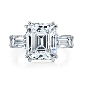 Emerald Cut 3.02 ct Platinum Three Stone Diamond Engagement Ring (Pre-Order)