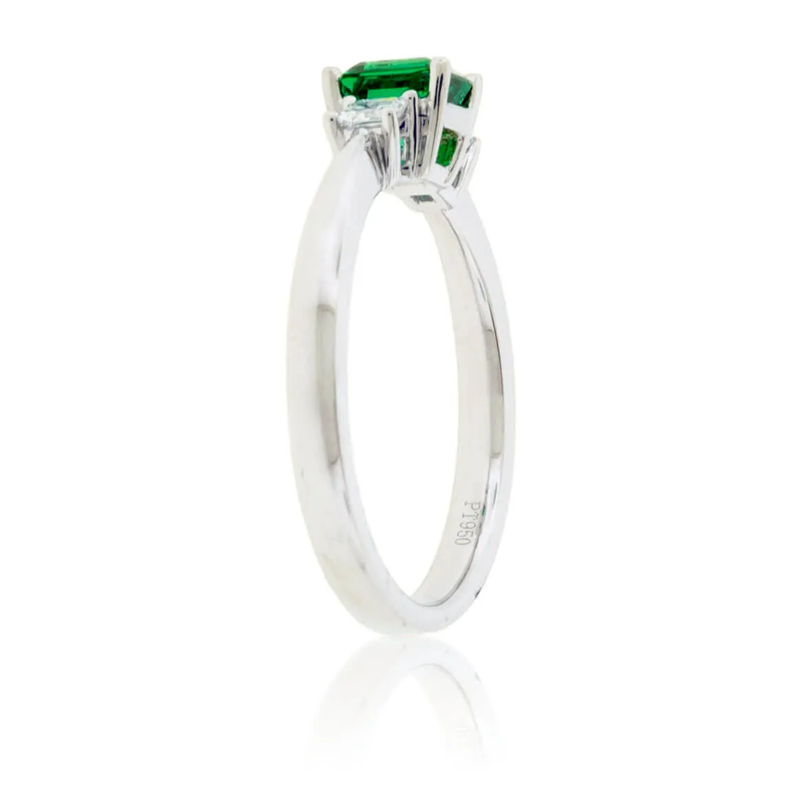 Emerald-Cut Emerald & Diamond Accented Ring
