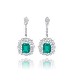 Emerald cut Emeralds & Diamonds "Astrid' Earrings