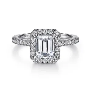 Emerald Cut Halo Diamond Engagement Ring Mounting