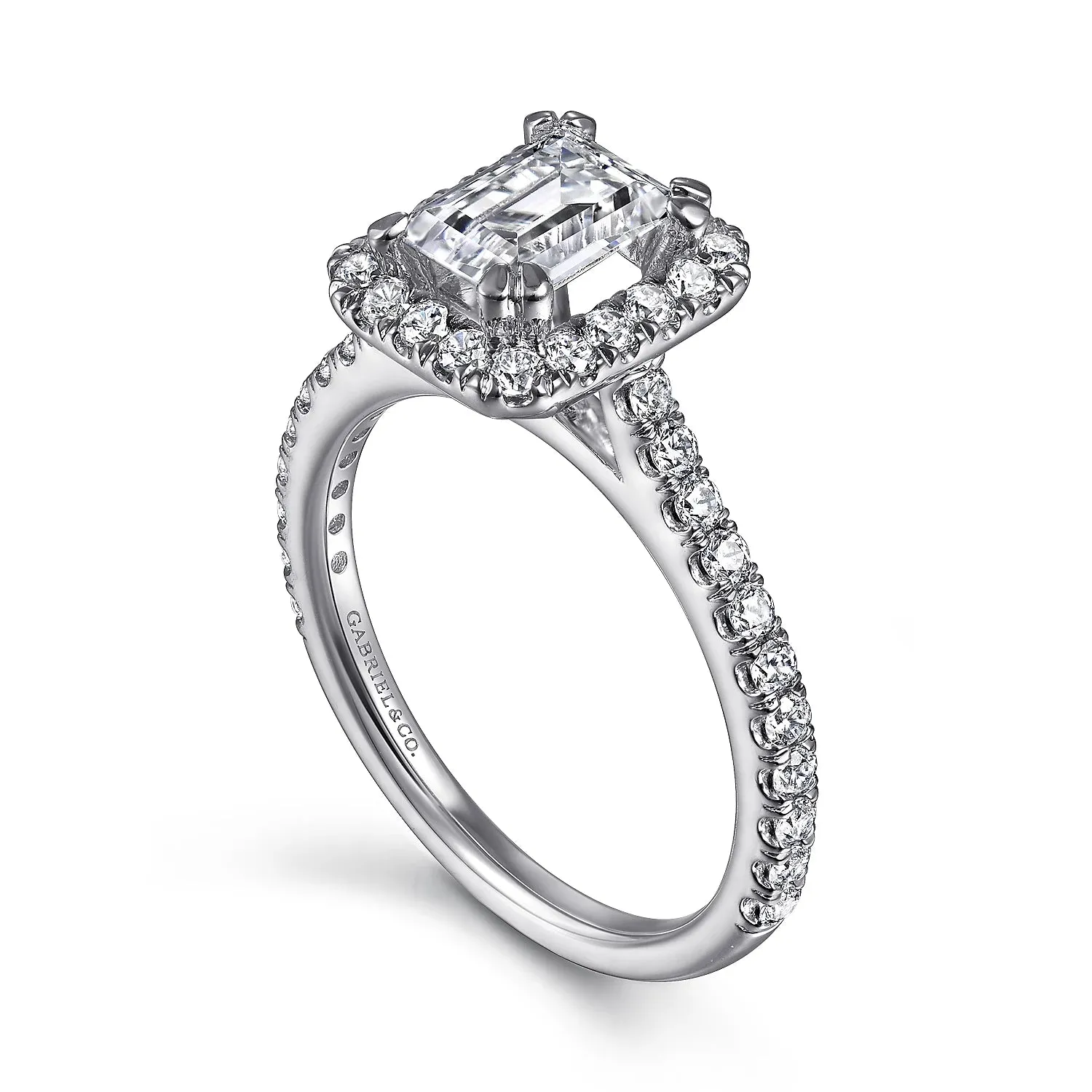 Emerald Cut Halo Diamond Engagement Ring Mounting