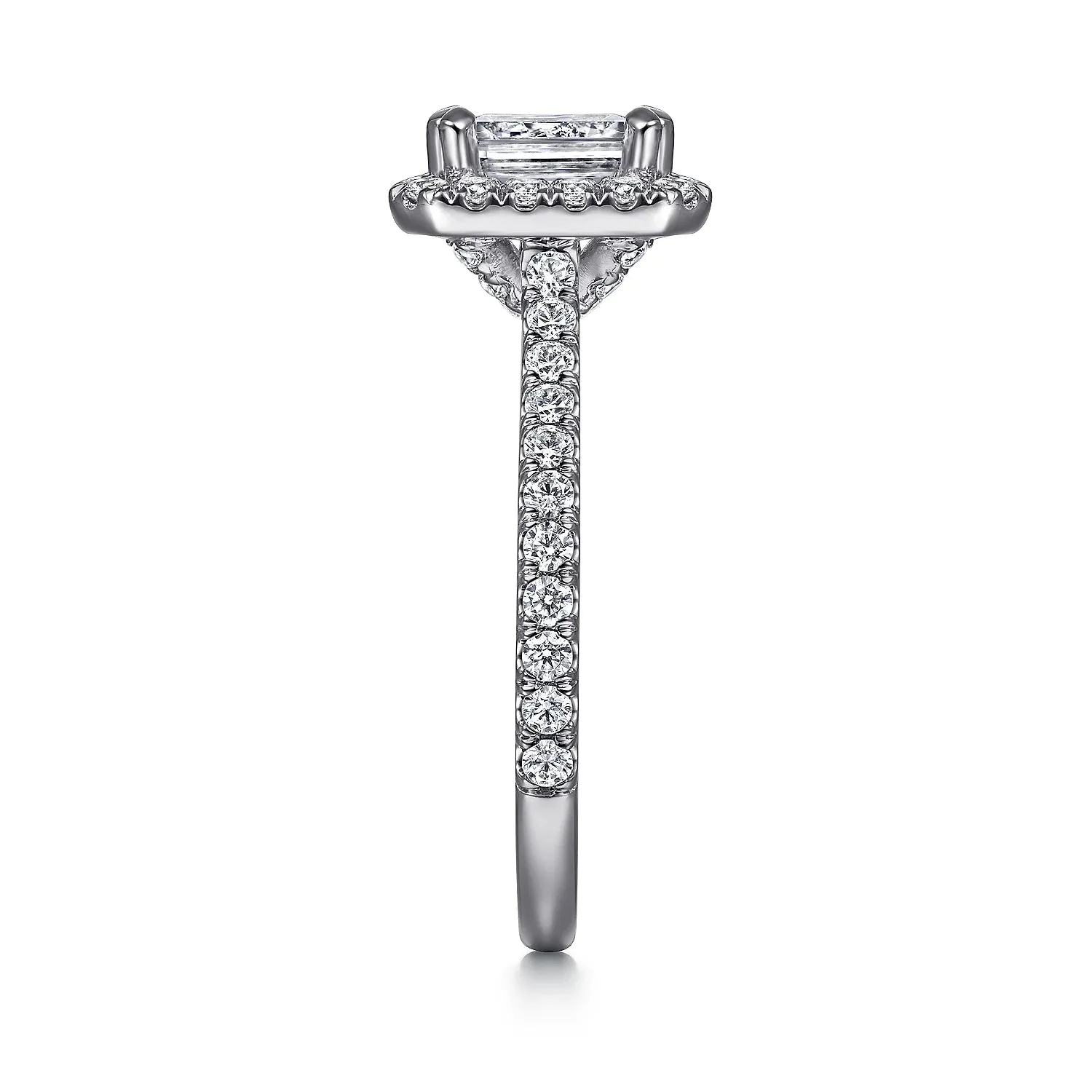 Emerald Cut Halo Diamond Engagement Ring Mounting