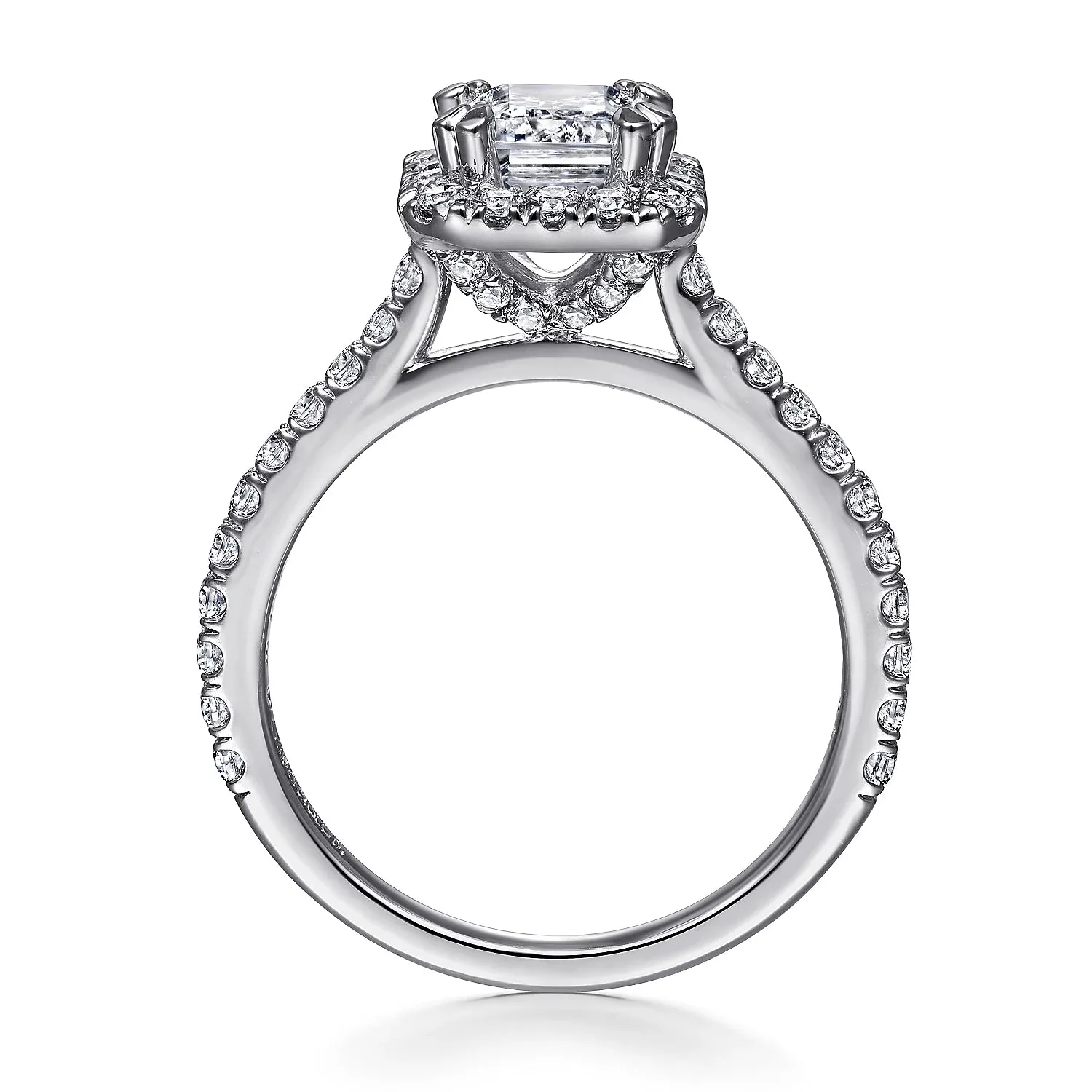 Emerald Cut Halo Diamond Engagement Ring Mounting