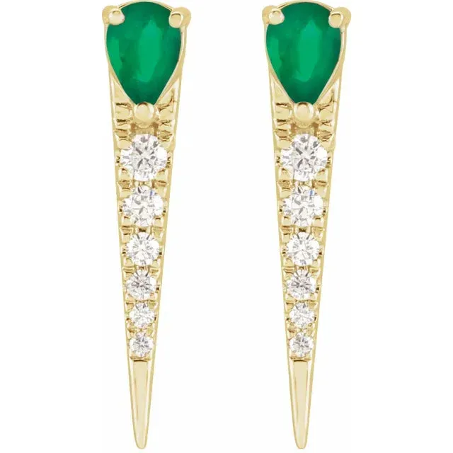 Emerald Diamond Dagger Studs