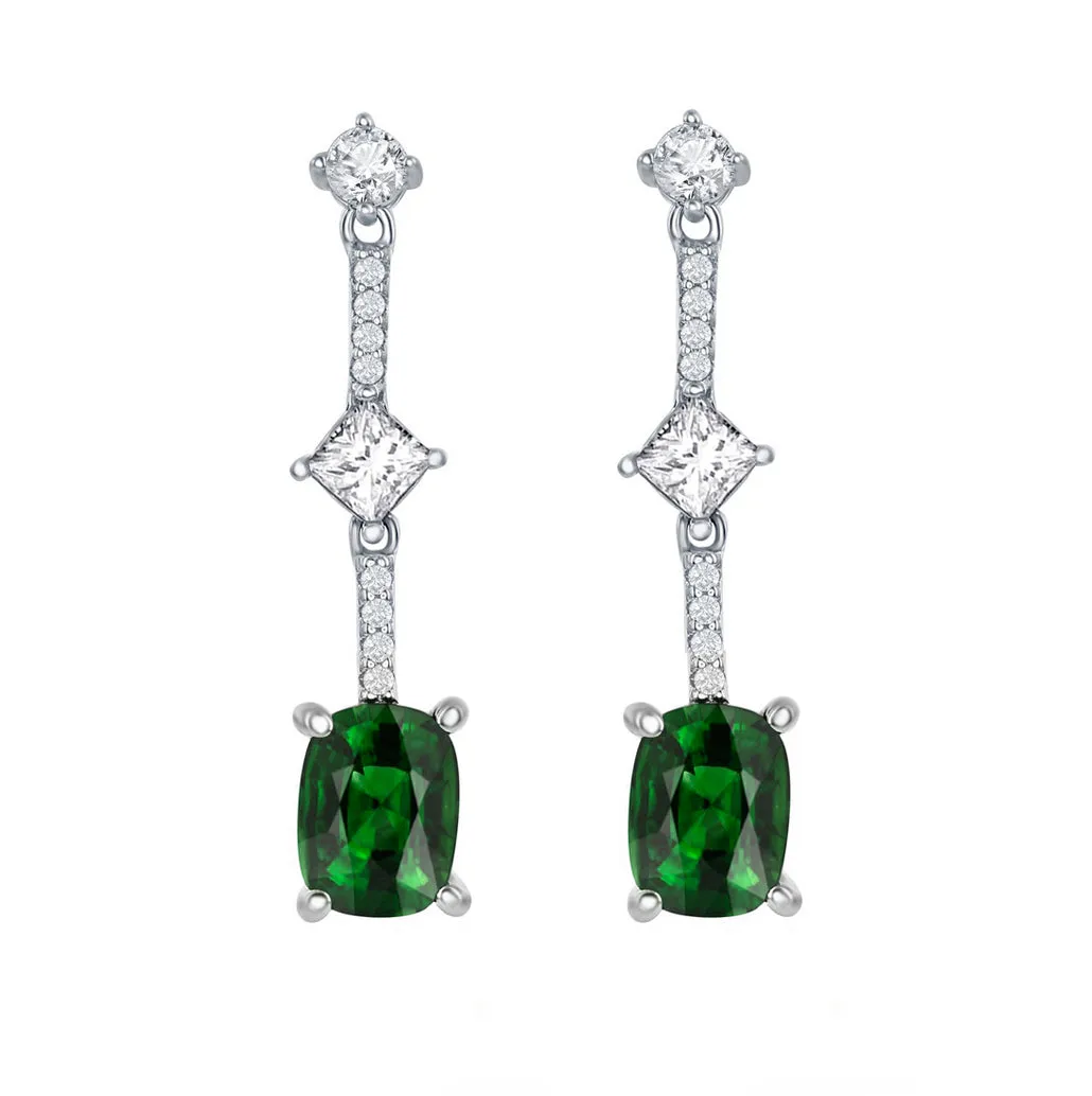 Emerald Drop Line Earring