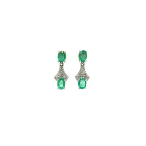 Emerald Earring in .925 Sterling Silver - KST 59359
