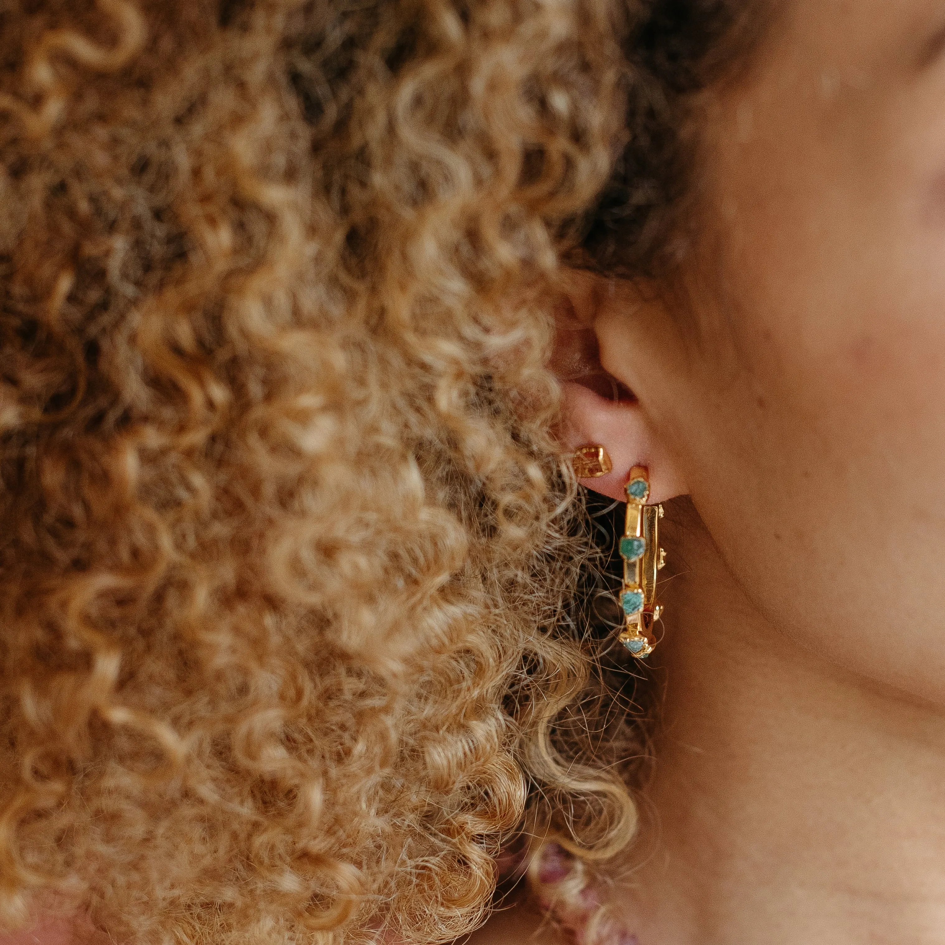 Emerald Flattened Hoops