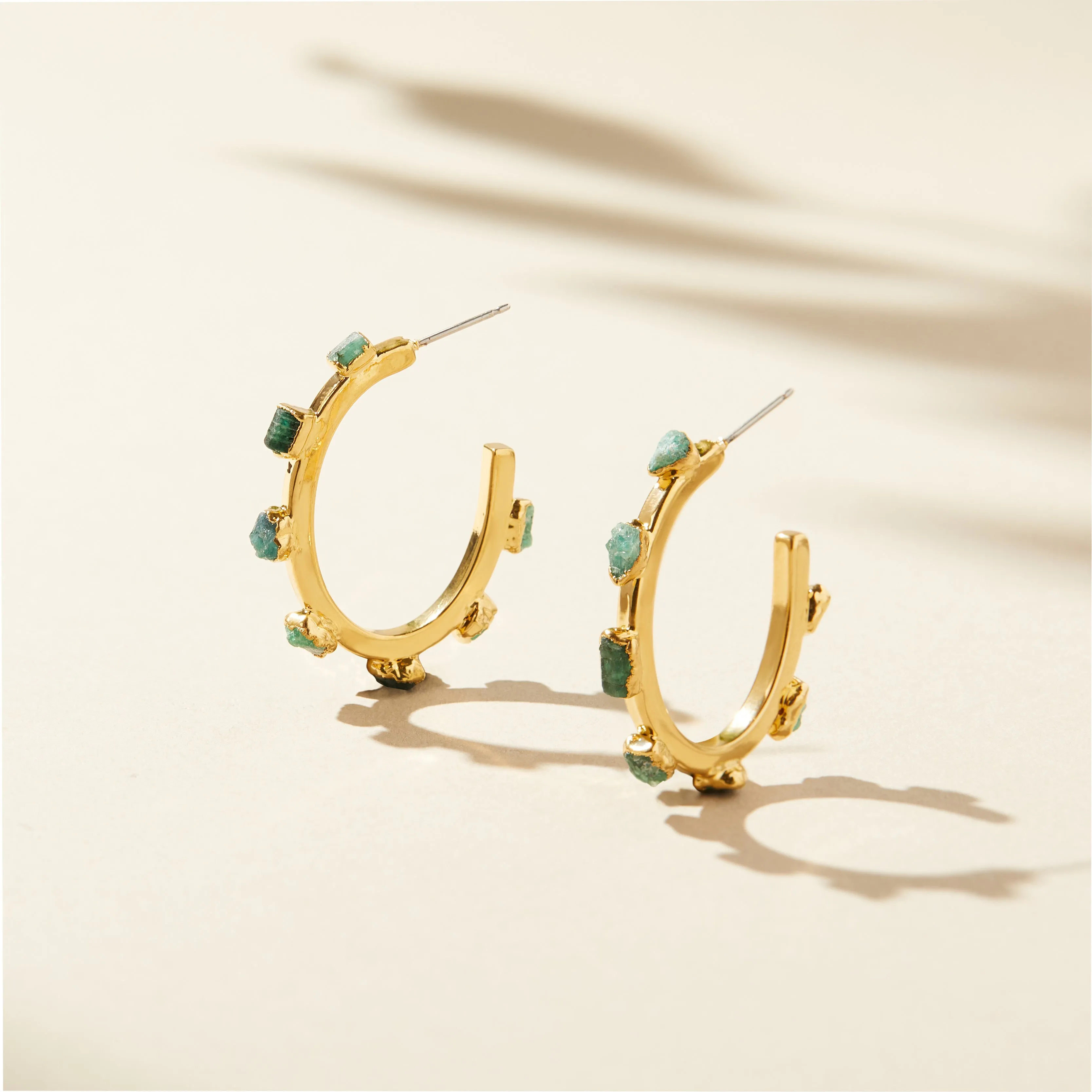 Emerald Flattened Hoops