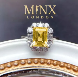 Emerald Ring | Yellow Diamond Ring | Yellow Diamond Engagement Rings | Canary Yellow Diamond Ring | Baguette Ring | Womens Engagement Ring