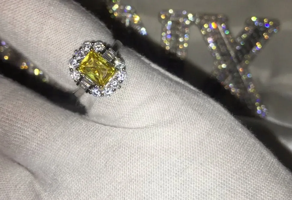 Emerald Ring | Yellow Diamond Ring | Yellow Diamond Engagement Rings | Canary Yellow Diamond Ring | Baguette Ring | Womens Engagement Ring