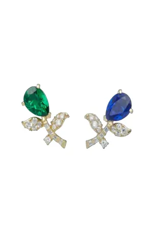 Emerald Sapphire Tulip Earrings