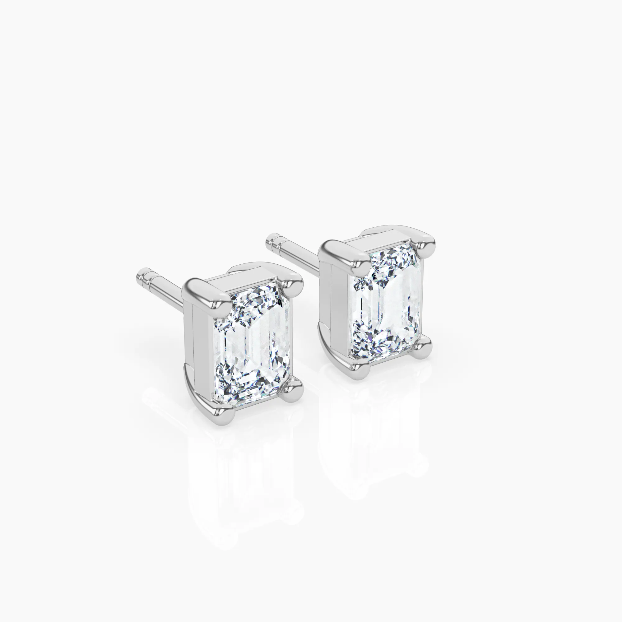 Emerald Solitaire Lab-Grown Diamond Stud Earrings