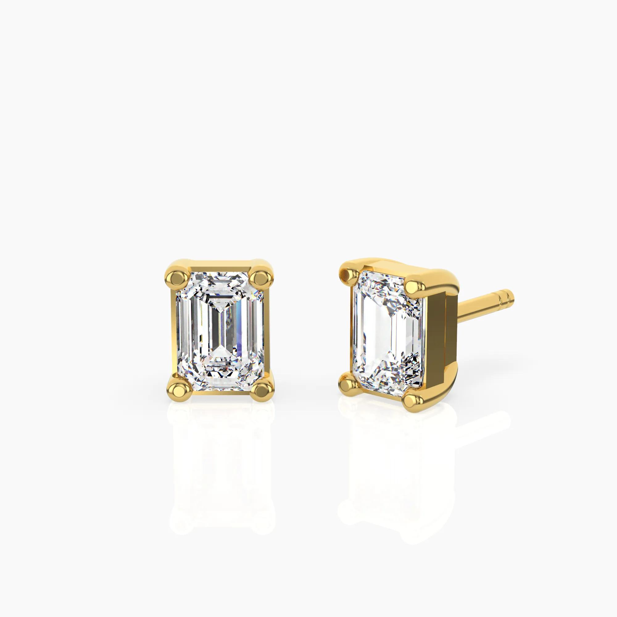 Emerald Solitaire Lab-Grown Diamond Stud Earrings