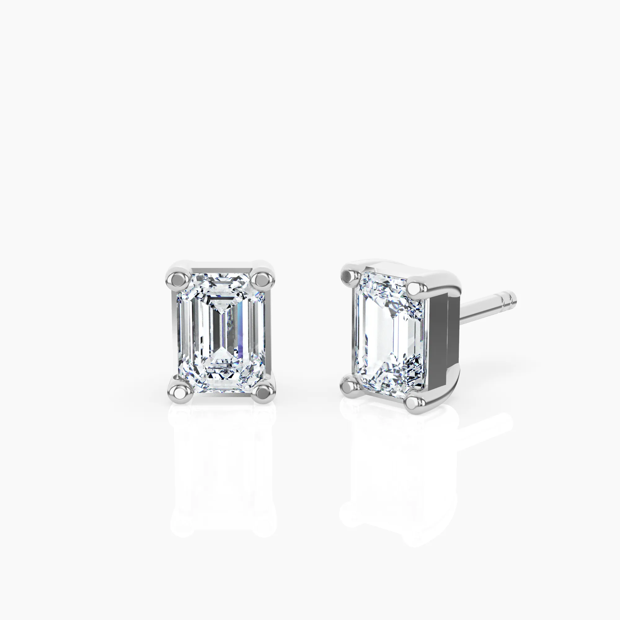Emerald Solitaire Lab-Grown Diamond Stud Earrings