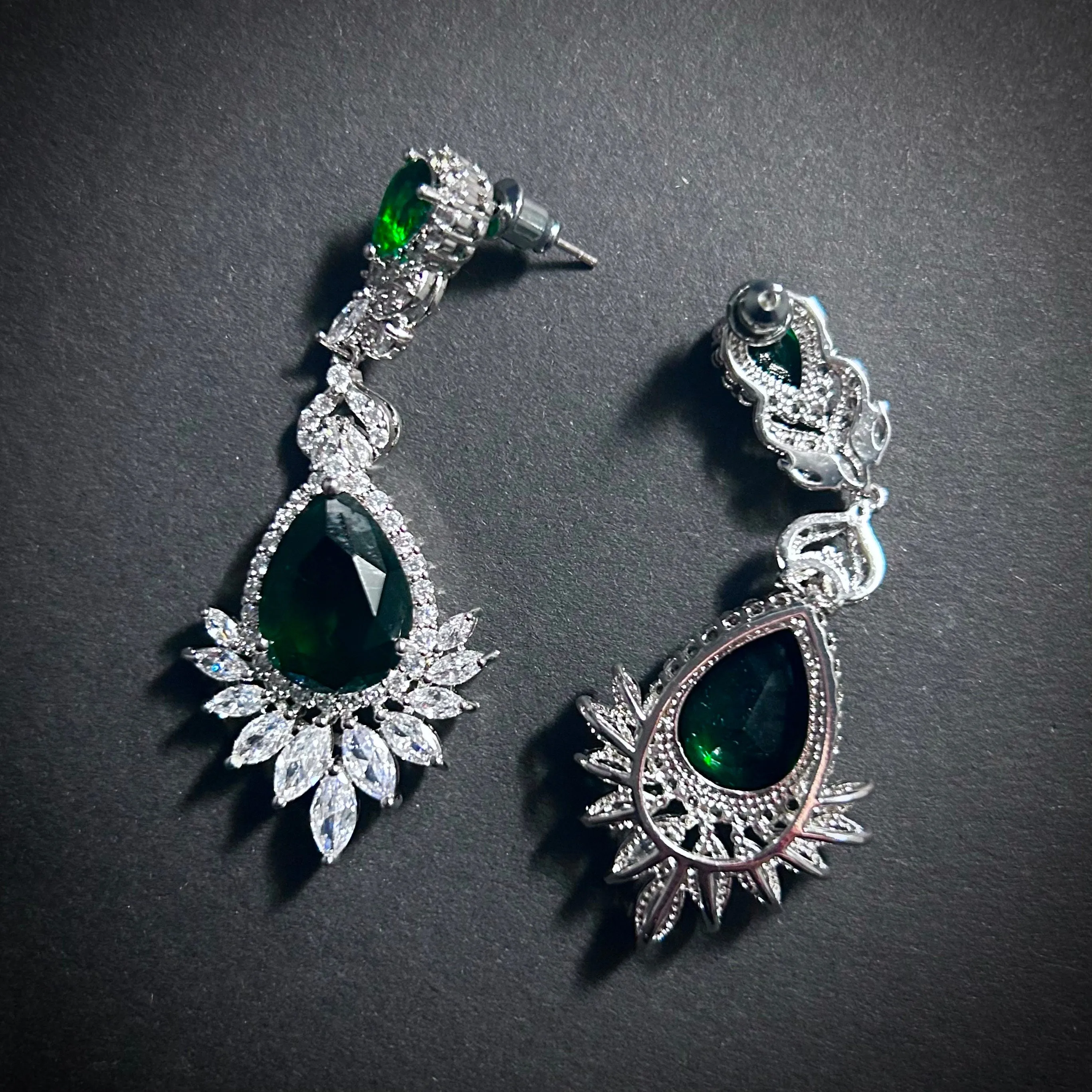 Emerald Teardrop Statement Jewelry Set
