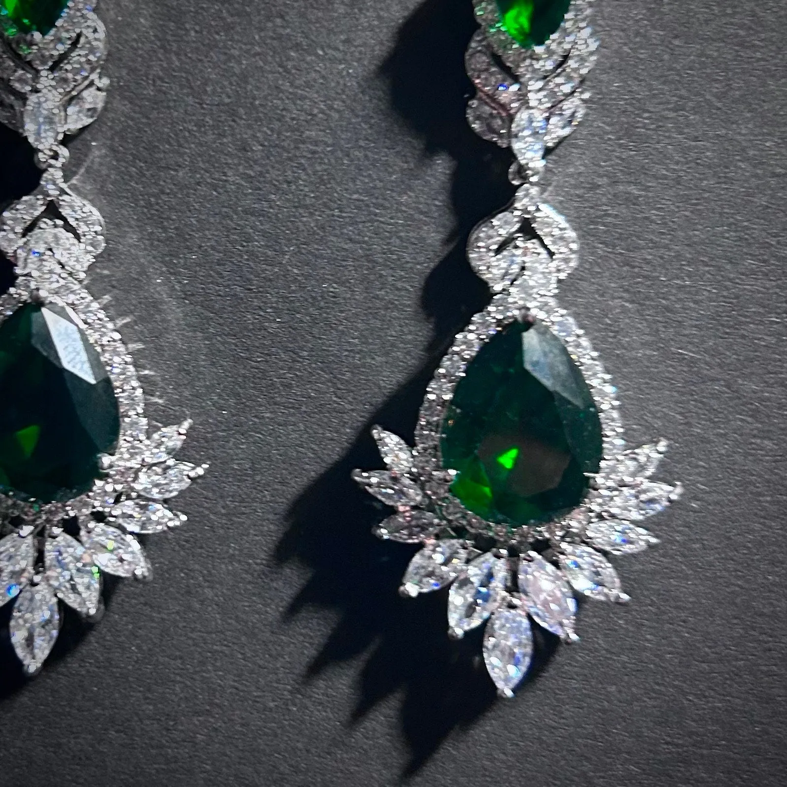 Emerald Teardrop Statement Jewelry Set