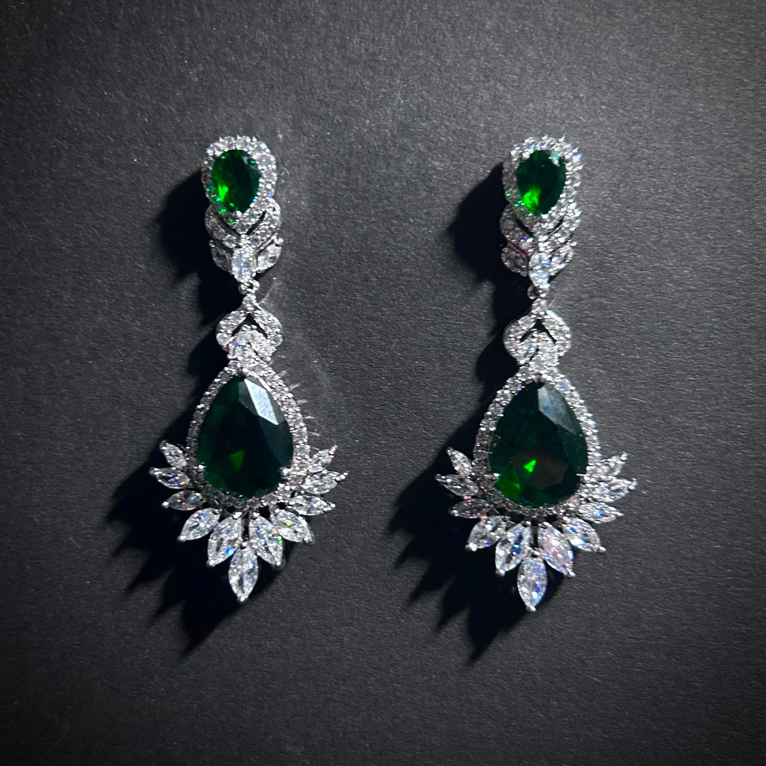 Emerald Teardrop Statement Jewelry Set