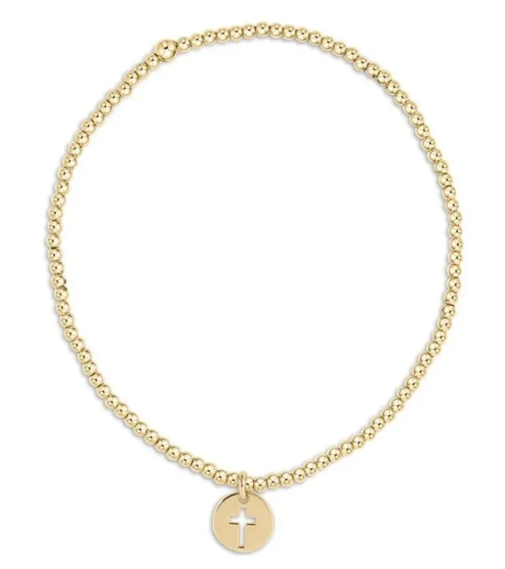 ENewton Classic Gold 2mm Bead Bracelet Blessed Charm