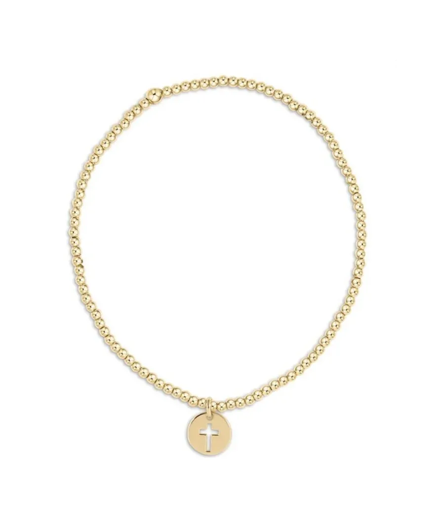 ENewton Classic Gold 2mm Bead Bracelet Blessed Charm