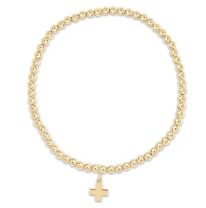 Enewton Classic Gold 3mm Bead Bracelet - Signature Cross Gold Charm