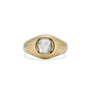 Engraved Rose Cut Diamond Ring