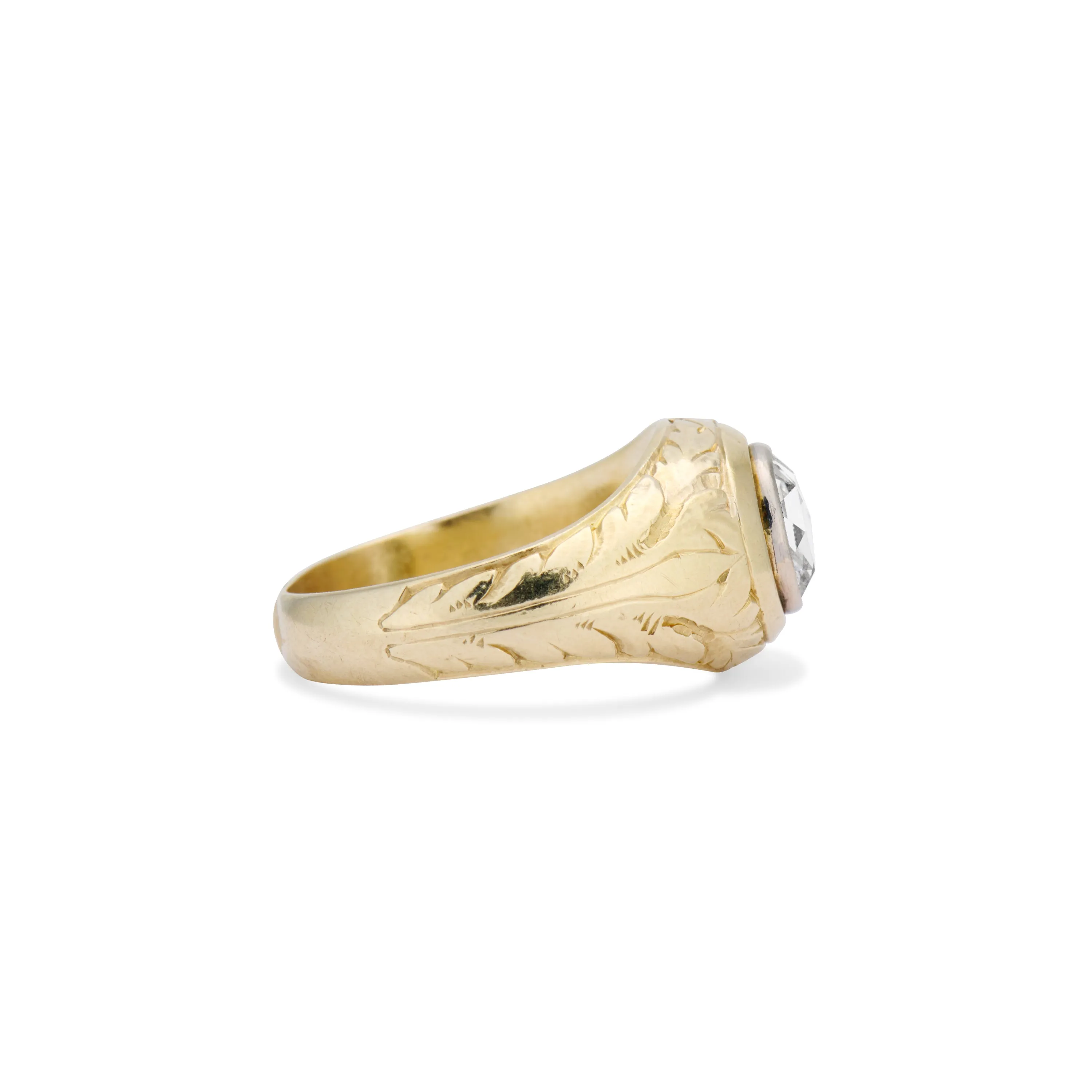 Engraved Rose Cut Diamond Ring